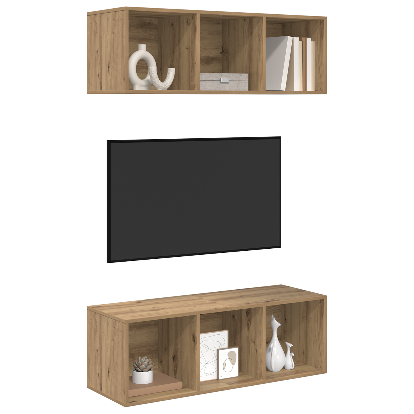 Wall-mounted TV Cabinets 2 pcs Artisan oak 37 x 37 x 107 cm