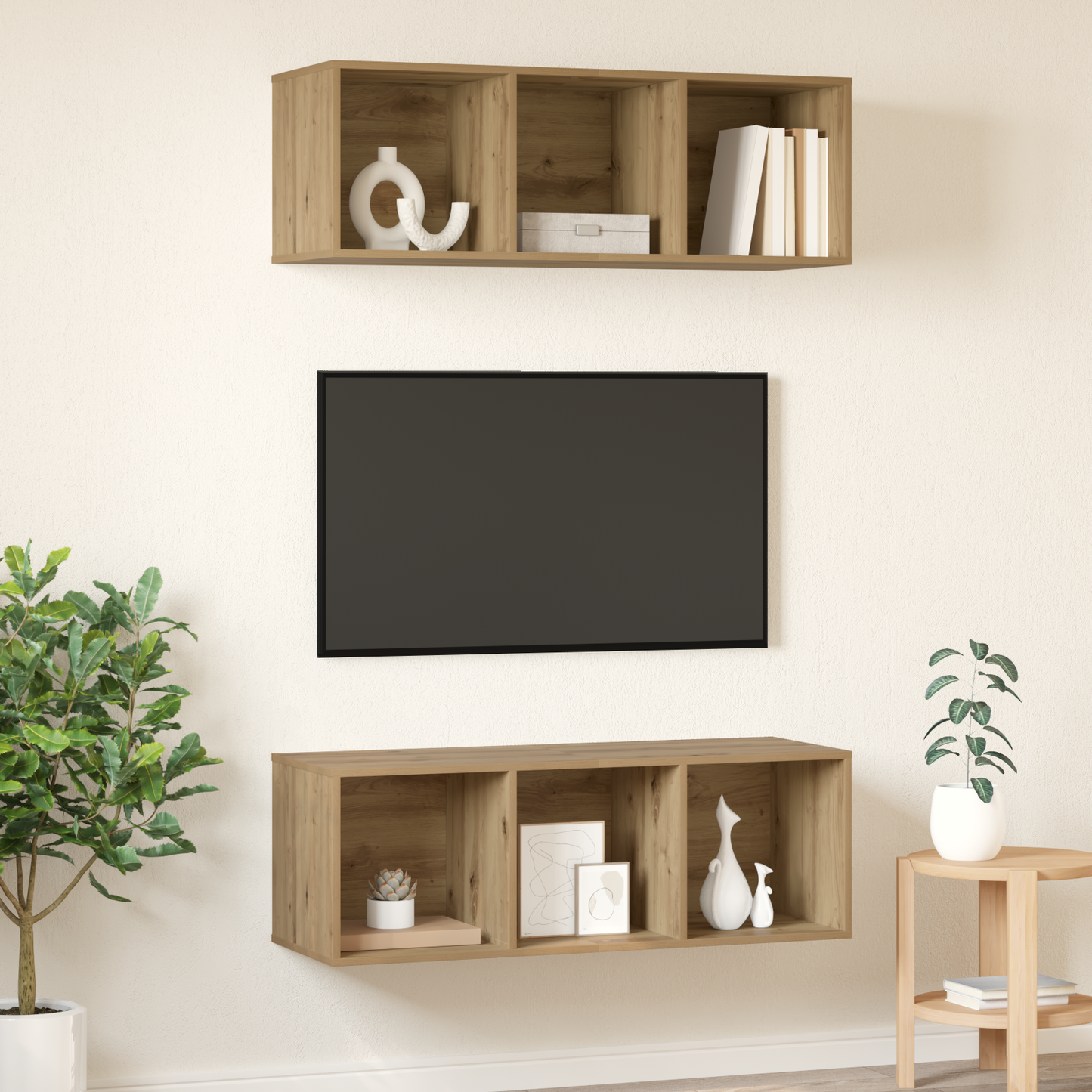 Wall-mounted TV Cabinets 2 pcs Artisan oak 37 x 37 x 107 cm