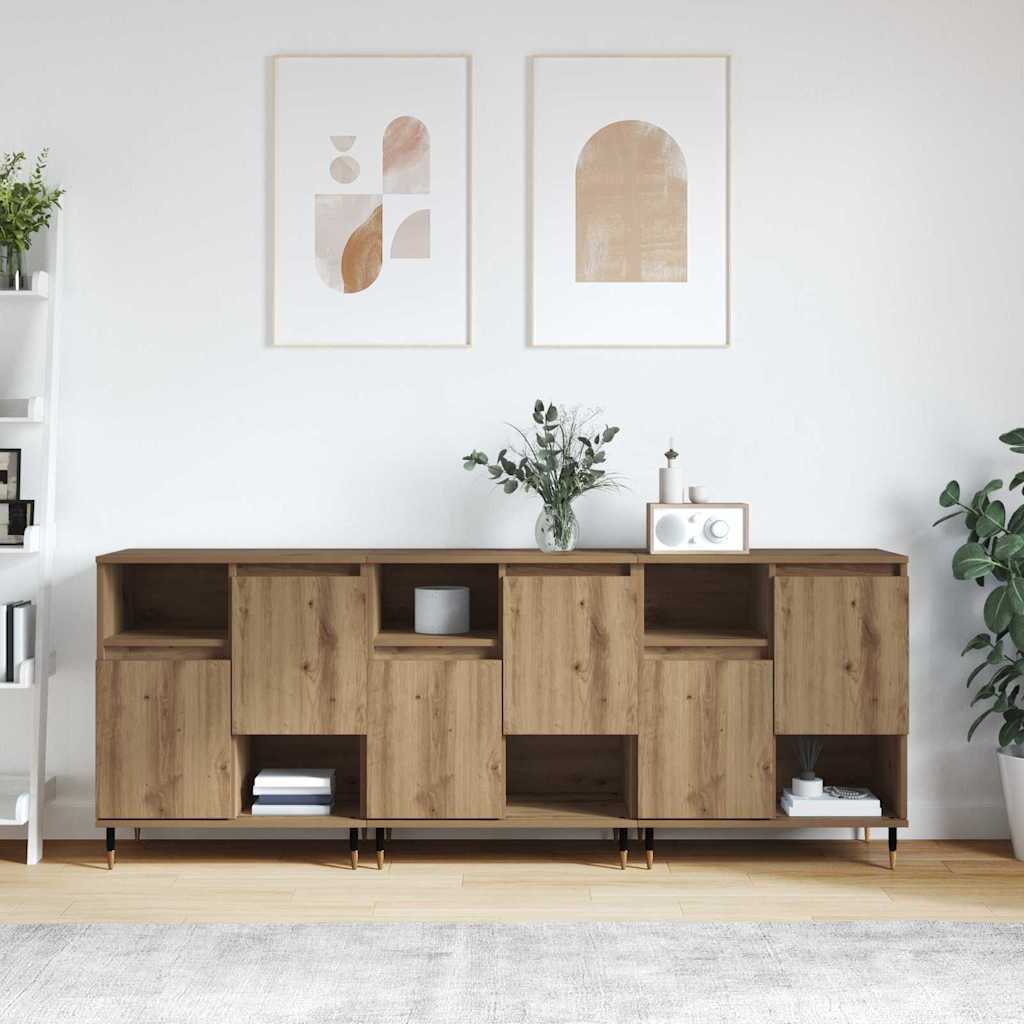 Sideboards 3 pcs Artisan oak 180 x 35 x 70 cm Engineered wood