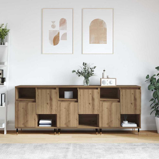 Sideboards 3 pcs Artisan oak 180 x 35 x 70 cm Engineered wood