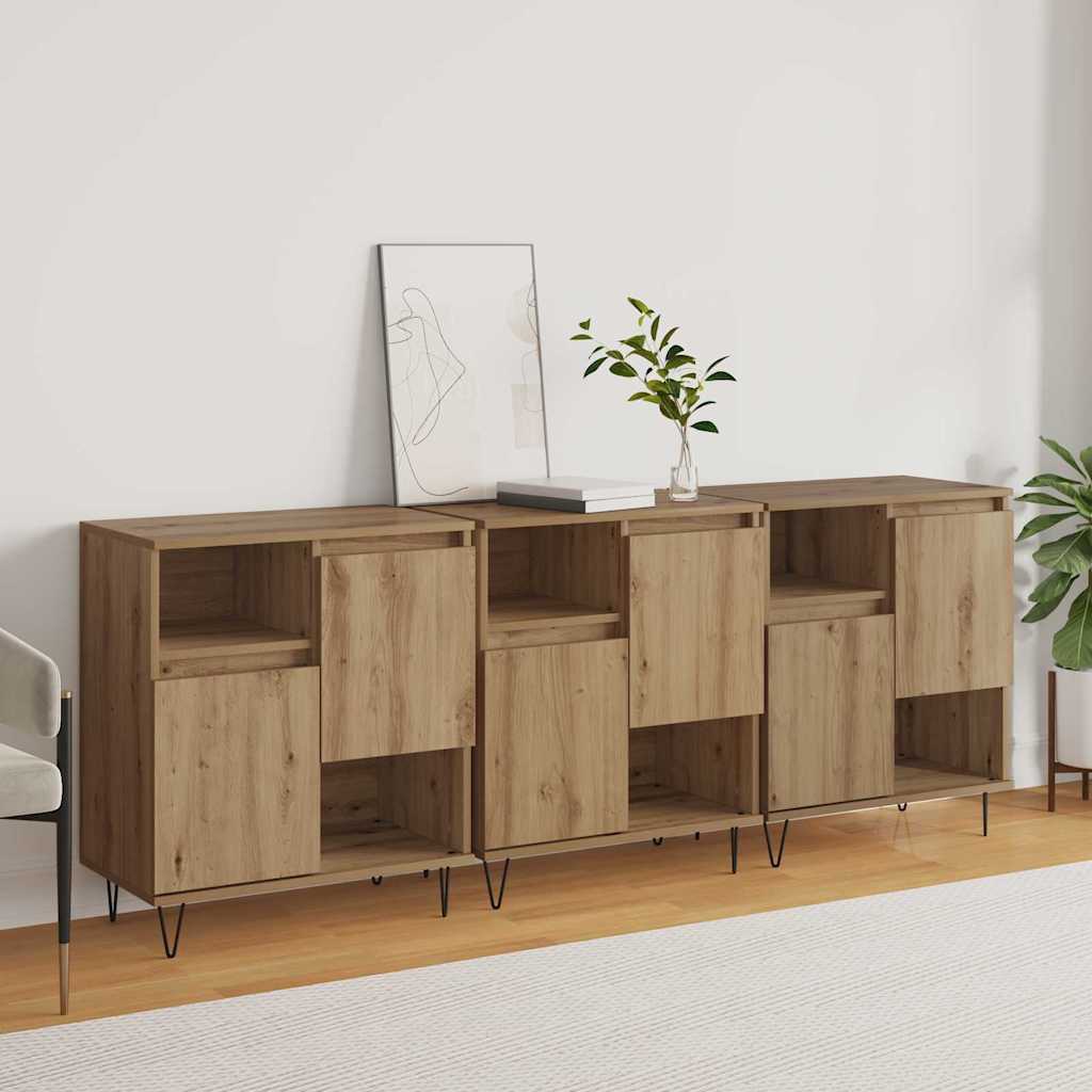 Sideboards 3 pcs Artisan oak 180 x 35 x 70 cm Engineered wood