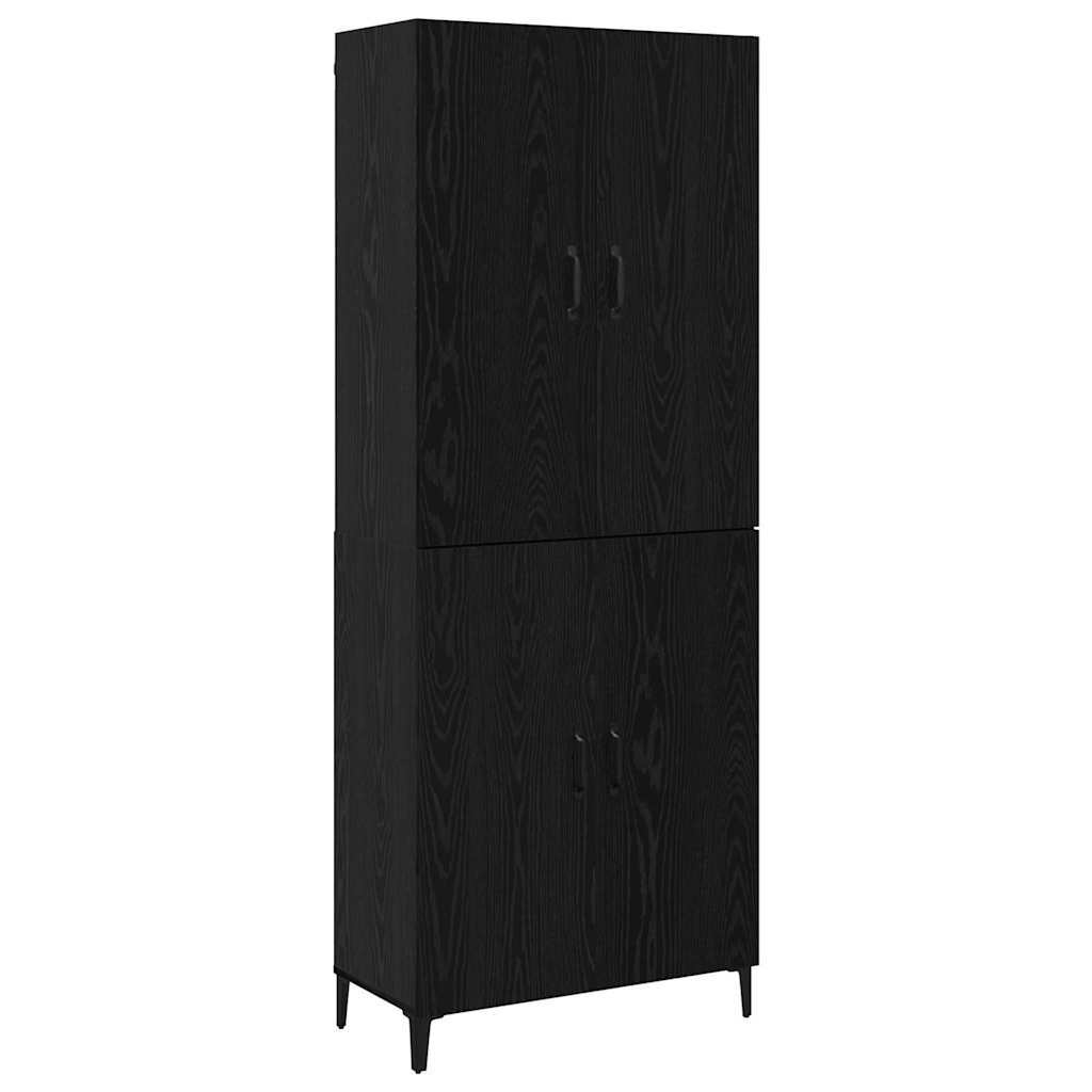 Highboard 2 pcs Black Oak Engineered Wood
