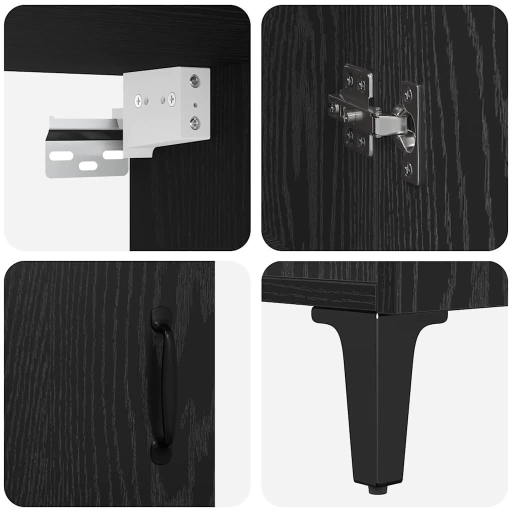 Highboard 2 pcs Black Oak Engineered Wood