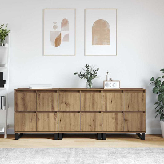 Sideboards 3 pcs Artisan oak 180 x 35 x 70 cm Engineered wood