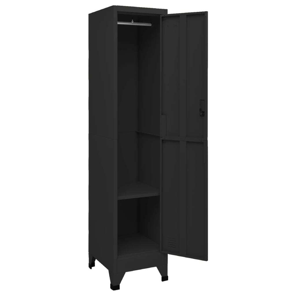 Locker Cabinet Black 38x45x180 cm Steel