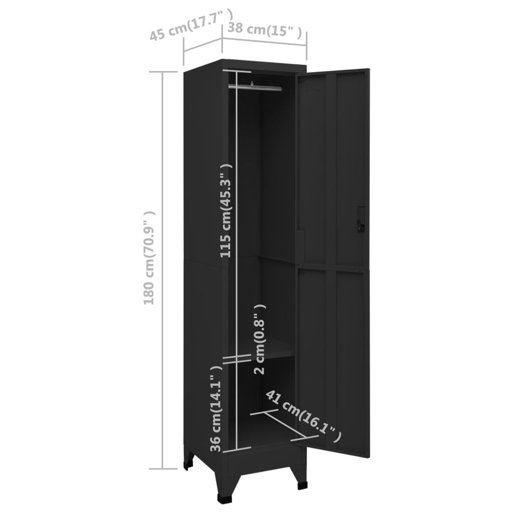 Locker Cabinet Black 38x45x180 cm Steel