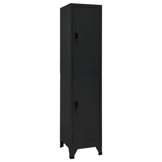 Locker Cabinet Black 38x45x180 cm Steel