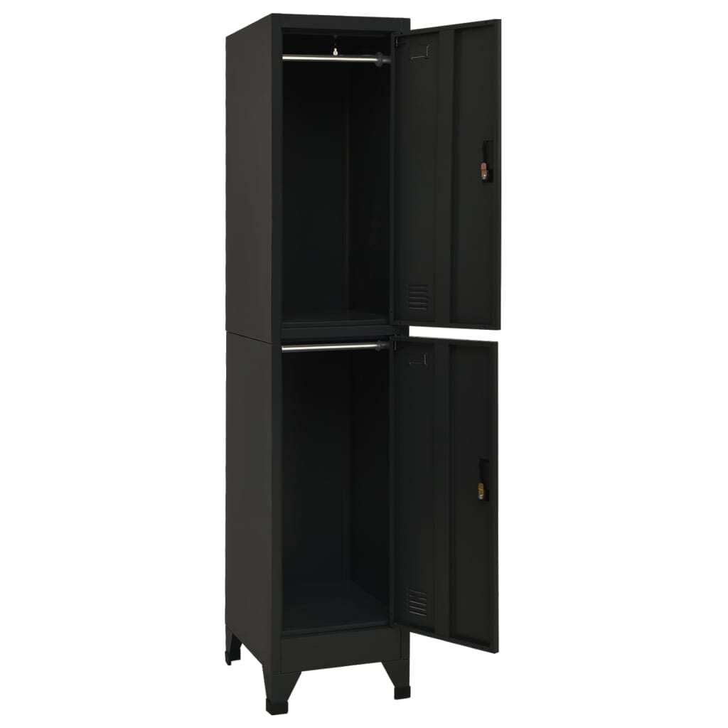 Locker Cabinet Black 38x45x180 cm Steel