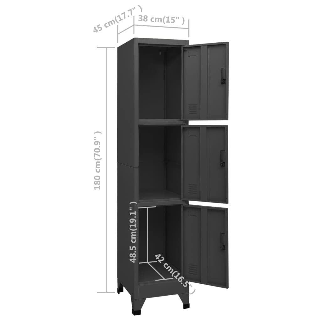 Locker Cabinet Anthracite 38x45x180 cm Steel