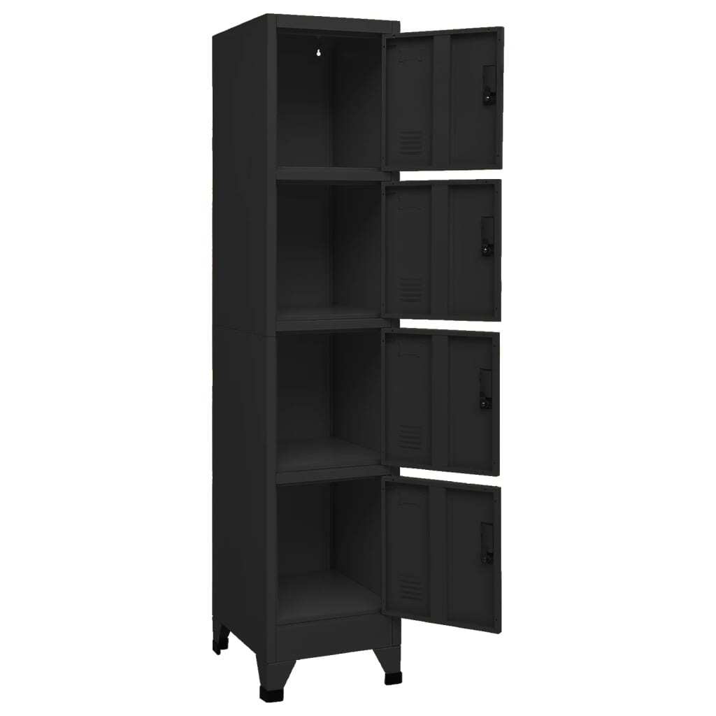 Locker Cabinet Black 38x45x180 cm Steel