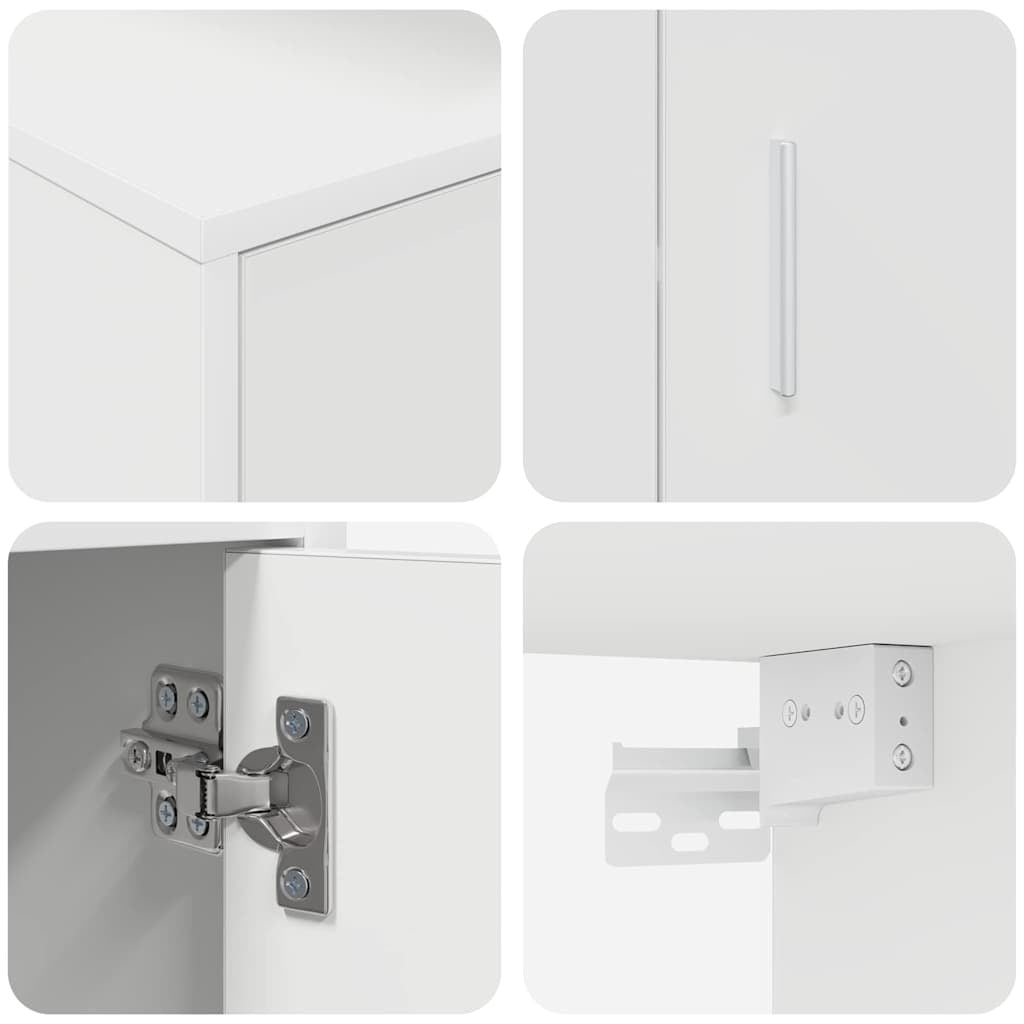 4 Piece TV Cabinet Set Wall-mounted White Engineered wood