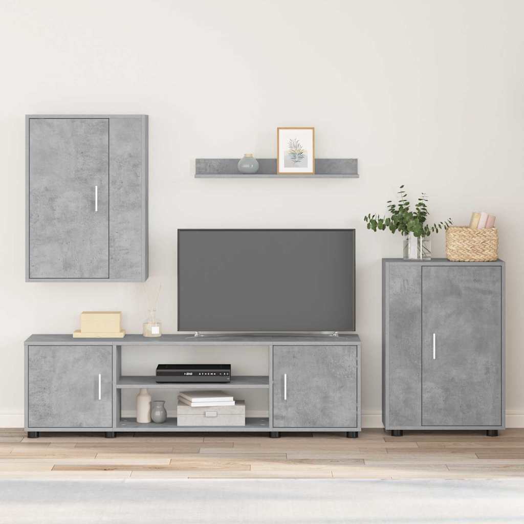 4 Piece TV Cabinet Set Concrete grey Engineered wood