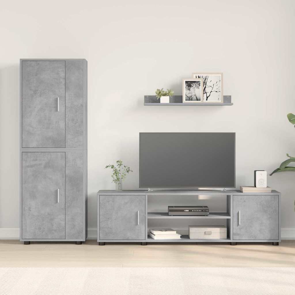 4 Piece TV Cabinet Set Concrete grey Engineered wood