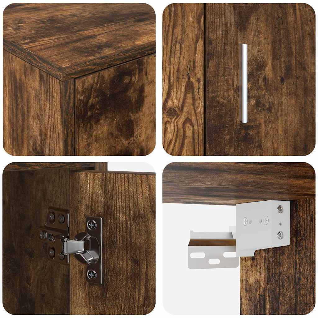 4 Piece TV Cabinet Set Wall-mounted Somoked oak Engineered wood