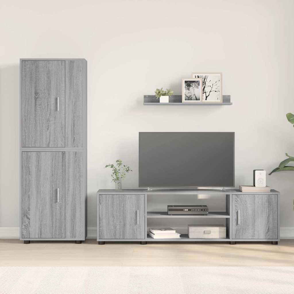4 Piece TV Cabinet Set Wall-mounted Grey sonoma Engineered wood