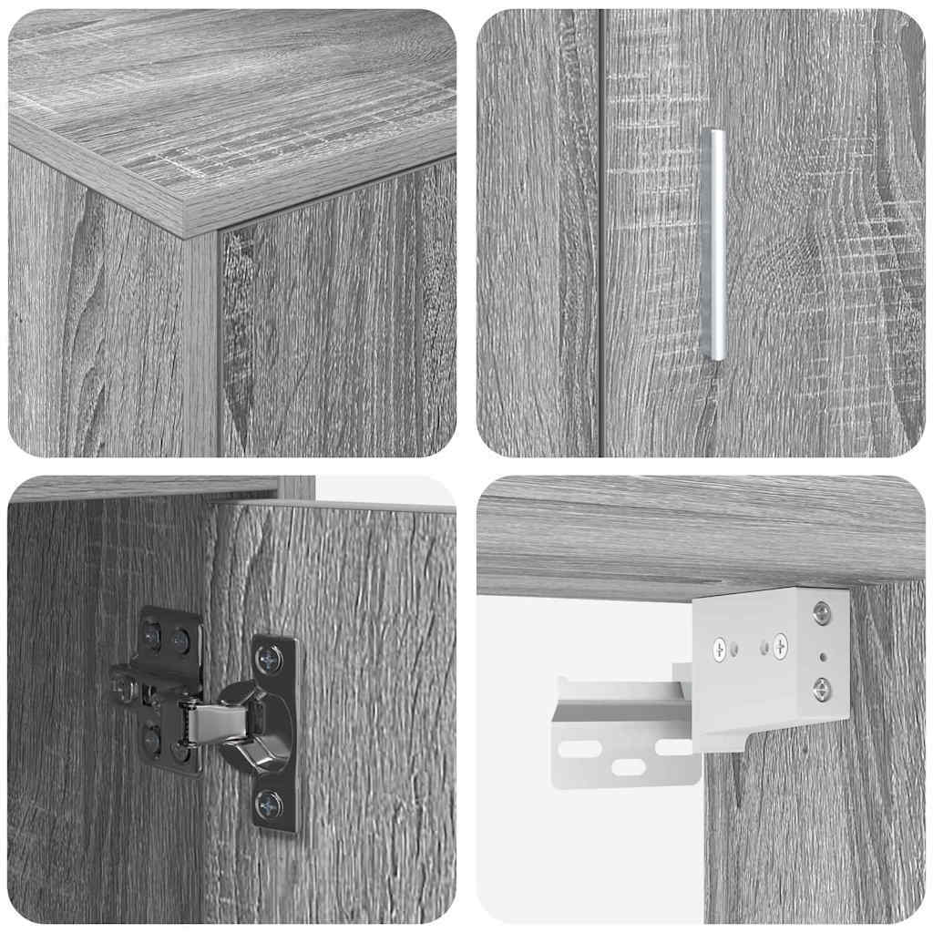 4 Piece TV Cabinet Set Wall-mounted Grey sonoma Engineered wood