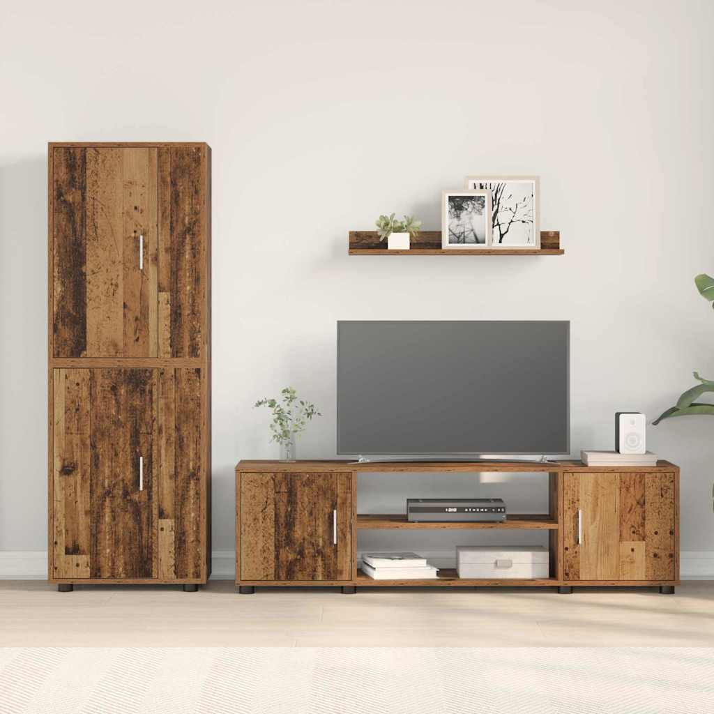 4 Piece TV Cabinet Set Wall-mounted Old wood Engineered wood