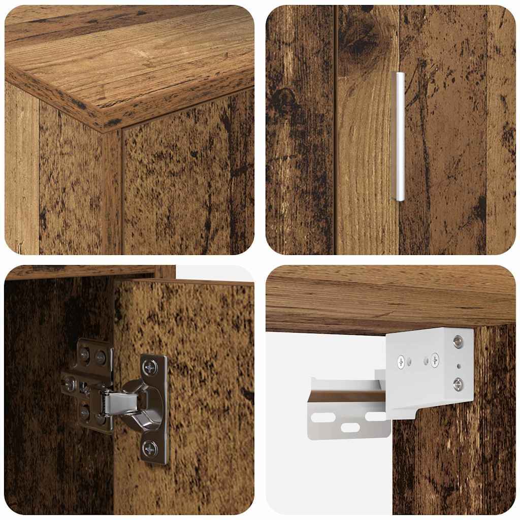 4 Piece TV Cabinet Set Wall-mounted Old wood Engineered wood