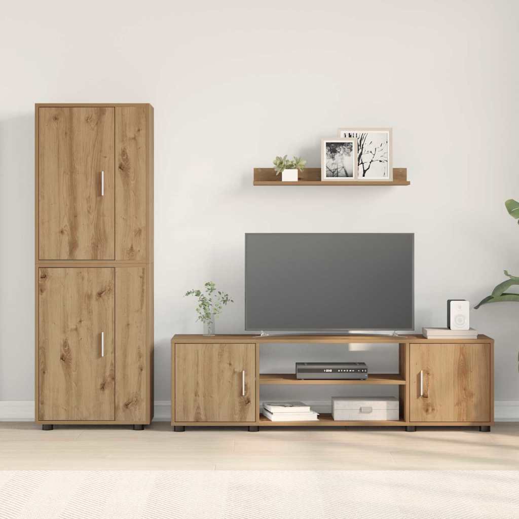 4 Piece TV Cabinet Set Wall-mounted Artisan oak Engineered wood