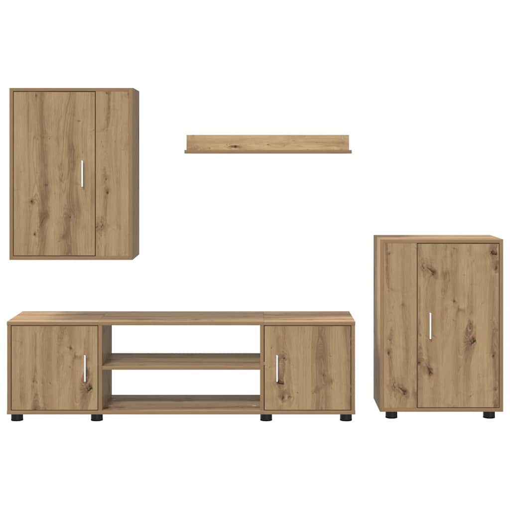 4 Piece TV Cabinet Set Wall-mounted Artisan oak Engineered wood