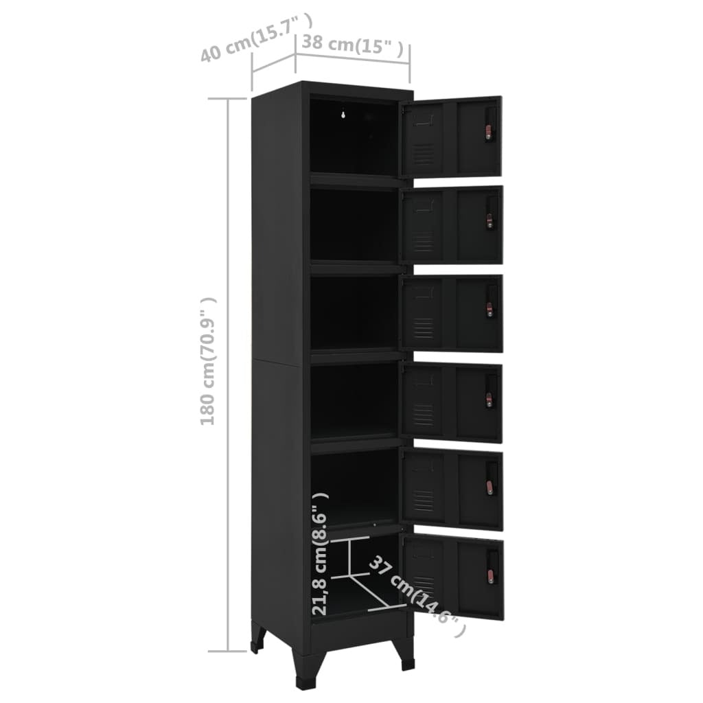 Locker Cabinet Black 38x40x180 cm Steel