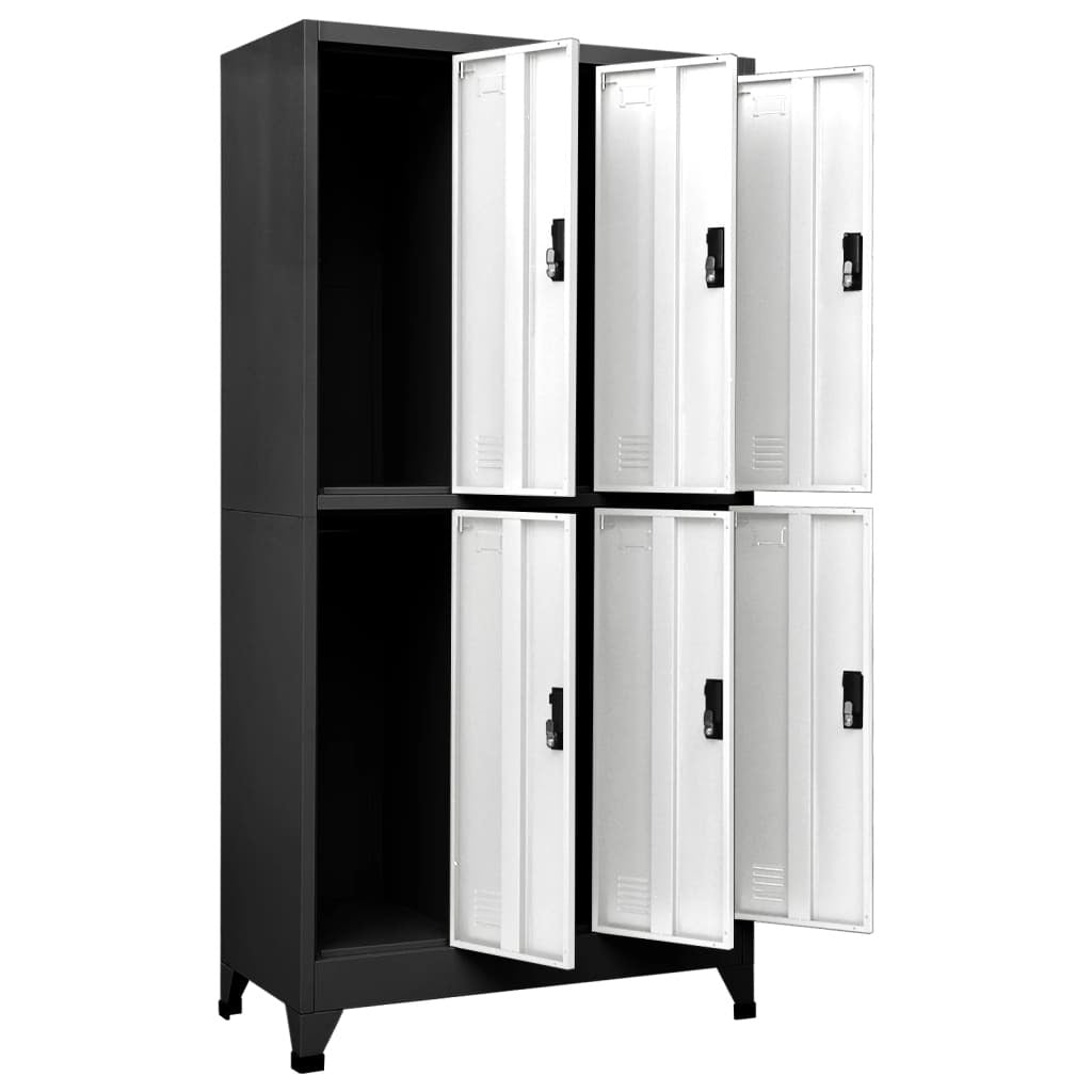 Locker Cabinet Anthracite and White 90x45x180 cm Steel