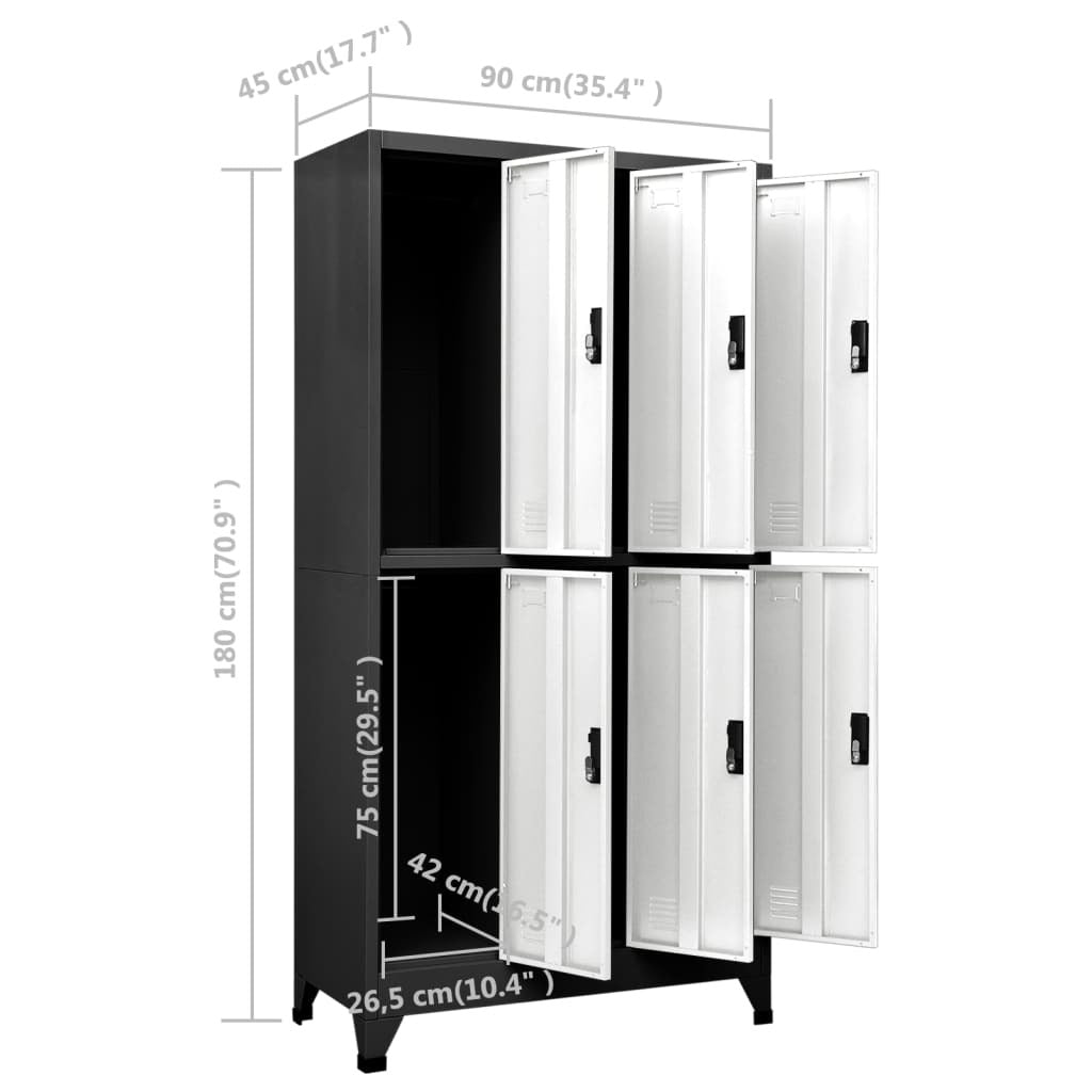 Locker Cabinet Anthracite and White 90x45x180 cm Steel