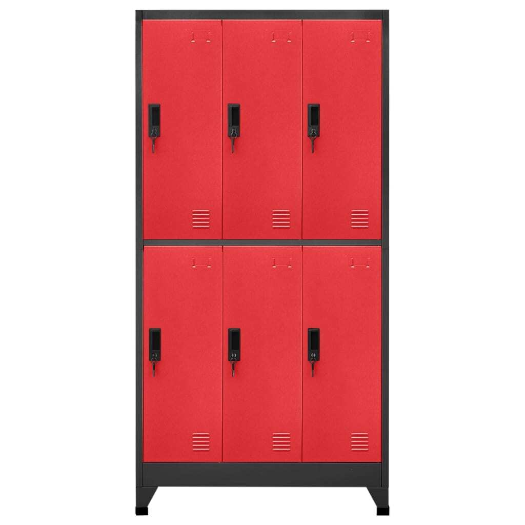 Locker Cabinet Anthracite and Red 90x45x180 cm Steel