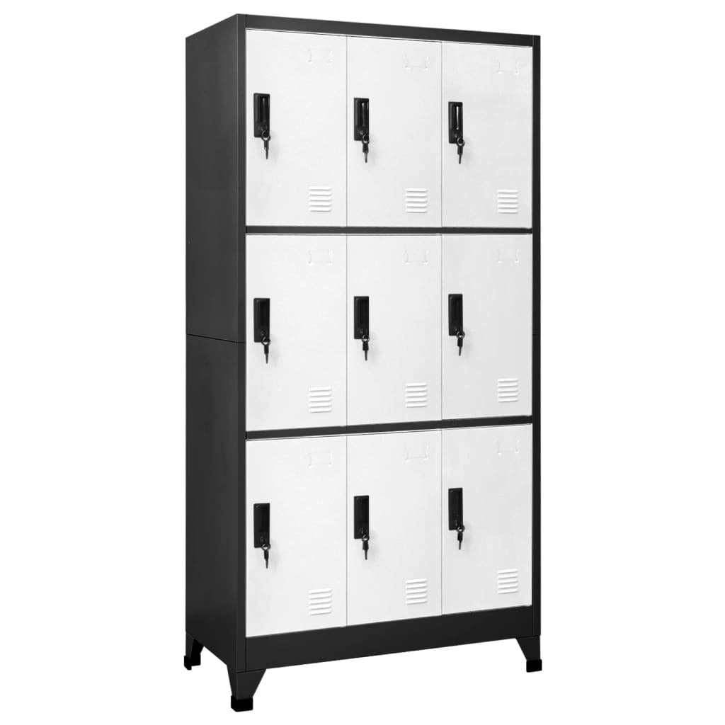 Locker Cabinet Anthracite and White 90x45x180 cm Steel