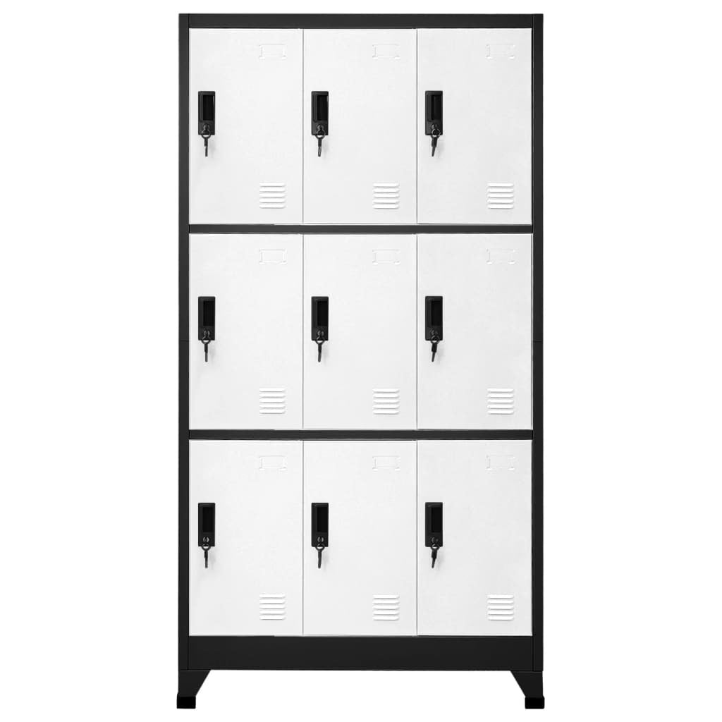 Locker Cabinet Anthracite and White 90x45x180 cm Steel