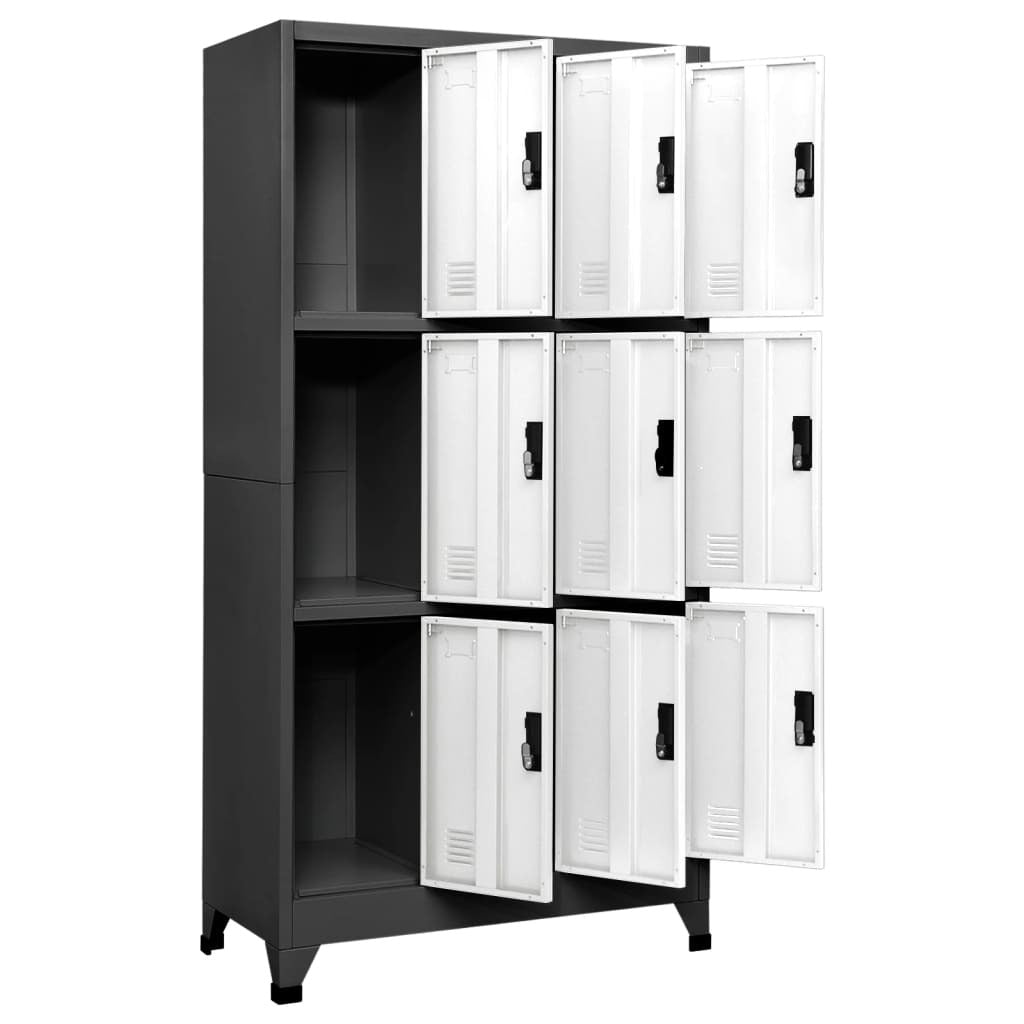 Locker Cabinet Anthracite and White 90x45x180 cm Steel