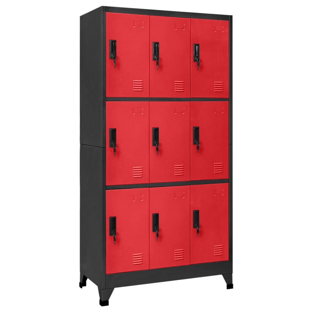 Locker Cabinet Anthracite and Red 90x45x180 cm Steel