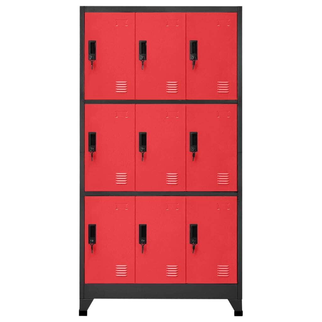 Locker Cabinet Anthracite and Red 90x45x180 cm Steel