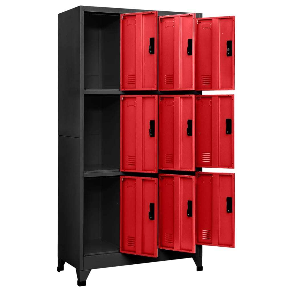 Locker Cabinet Anthracite and Red 90x45x180 cm Steel