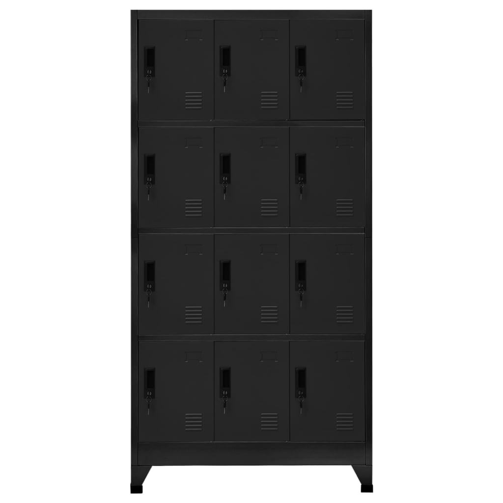 Locker Cabinet Black 90x45x180 cm Steel