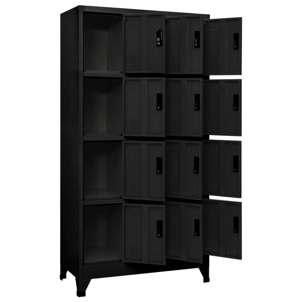 Locker Cabinet Black 90x45x180 cm Steel