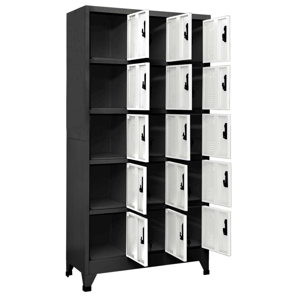 Locker Cabinet Anthracite and White 90x40x180 cm Steel