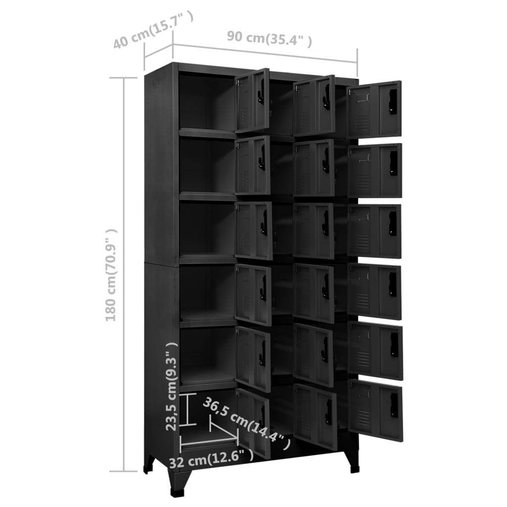 Locker Cabinet Anthracite 90x40x180 cm Steel