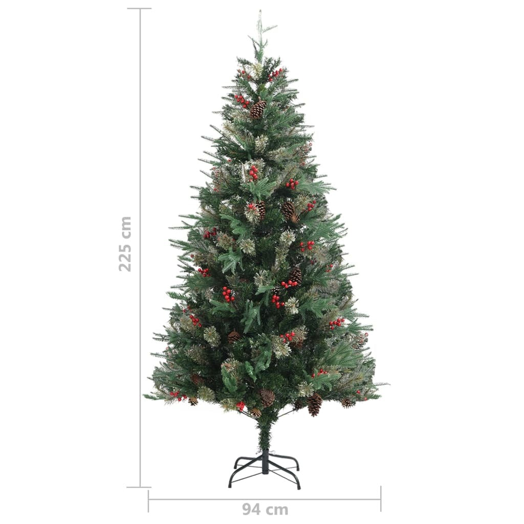 Christmas Tree with Pine Cones Green 225 cm PVC&PE