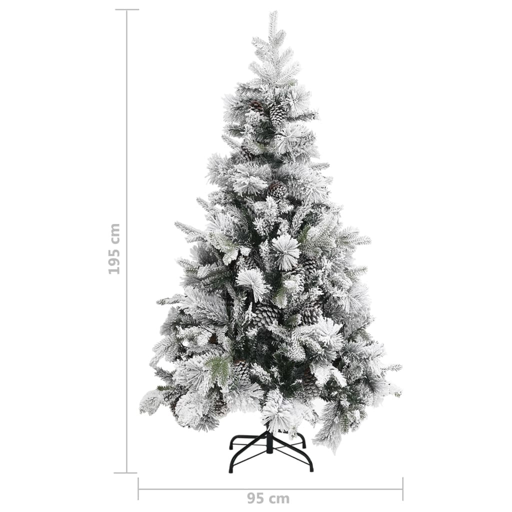 Christmas Tree with Flocked Snow&Cones 195 cm PVC&PE