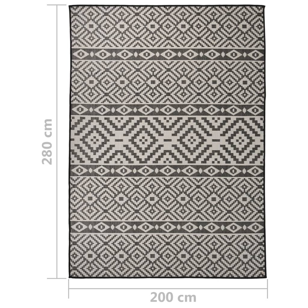 Outdoor Flatweave Rug 200x280 cm Black Stripes