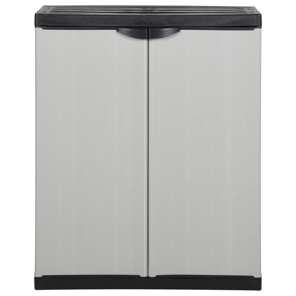 Garden Storage Cabinet with 1 Shelf Grey and Black 68x40x85 cm