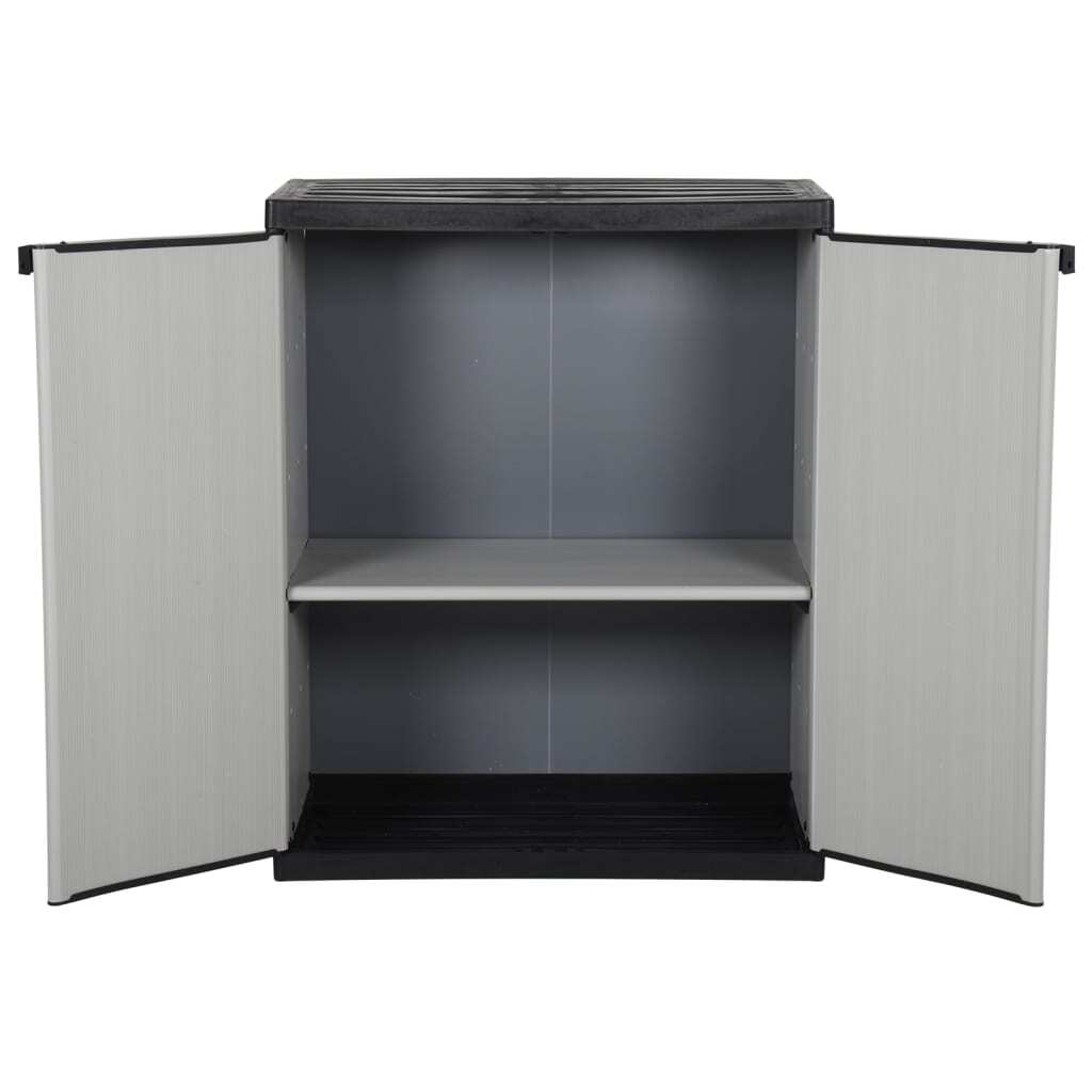 Garden Storage Cabinet with 1 Shelf Grey and Black 68x40x85 cm