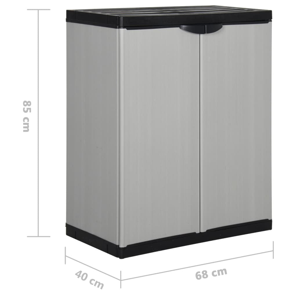 Garden Storage Cabinet with 1 Shelf Grey and Black 68x40x85 cm