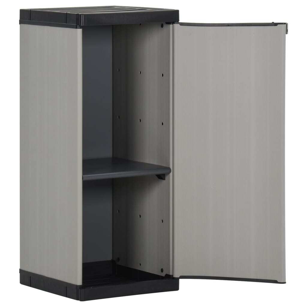 Garden Storage Cabinet with 1 Shelf Grey and Black 35x40x85 cm