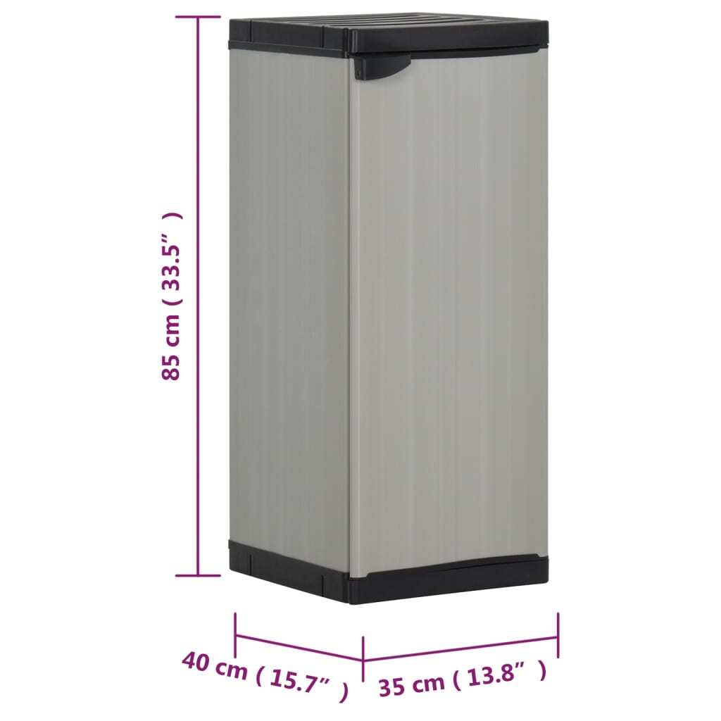 Garden Storage Cabinet with 1 Shelf Grey and Black 35x40x85 cm