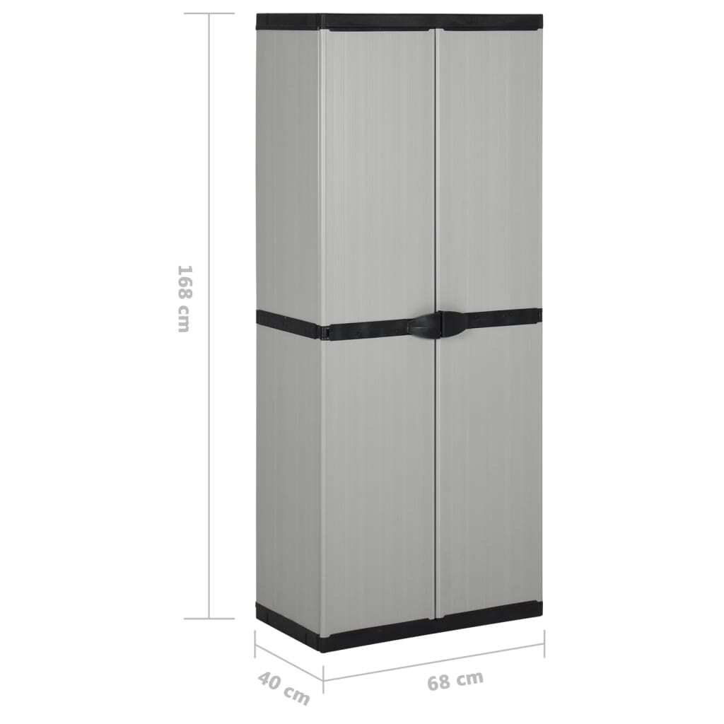 Garden Storage Cabinet with 3 Shelves Grey&Black 68x40x168 cm