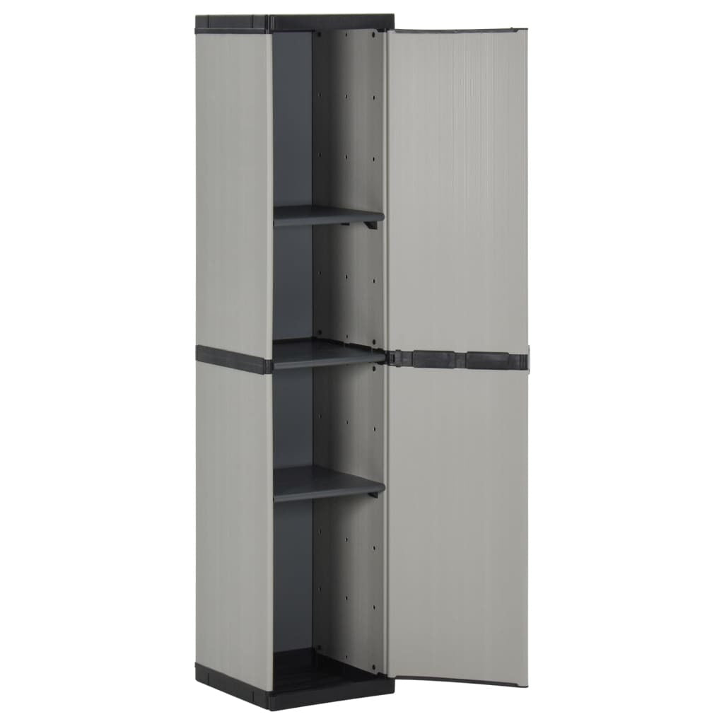 Garden Storage Cabinet with 3 Shelves Grey & Black 34x40x168 cm