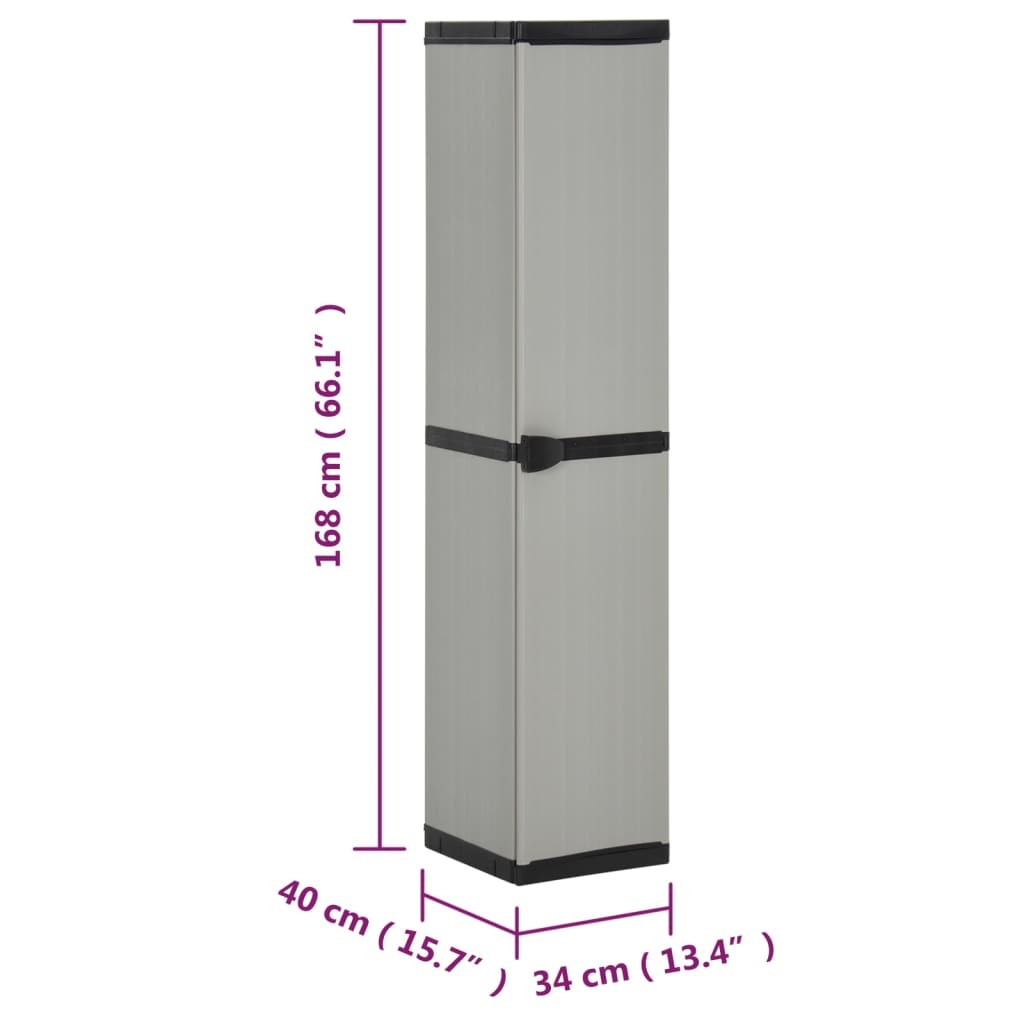 Garden Storage Cabinet with 3 Shelves Grey & Black 34x40x168 cm