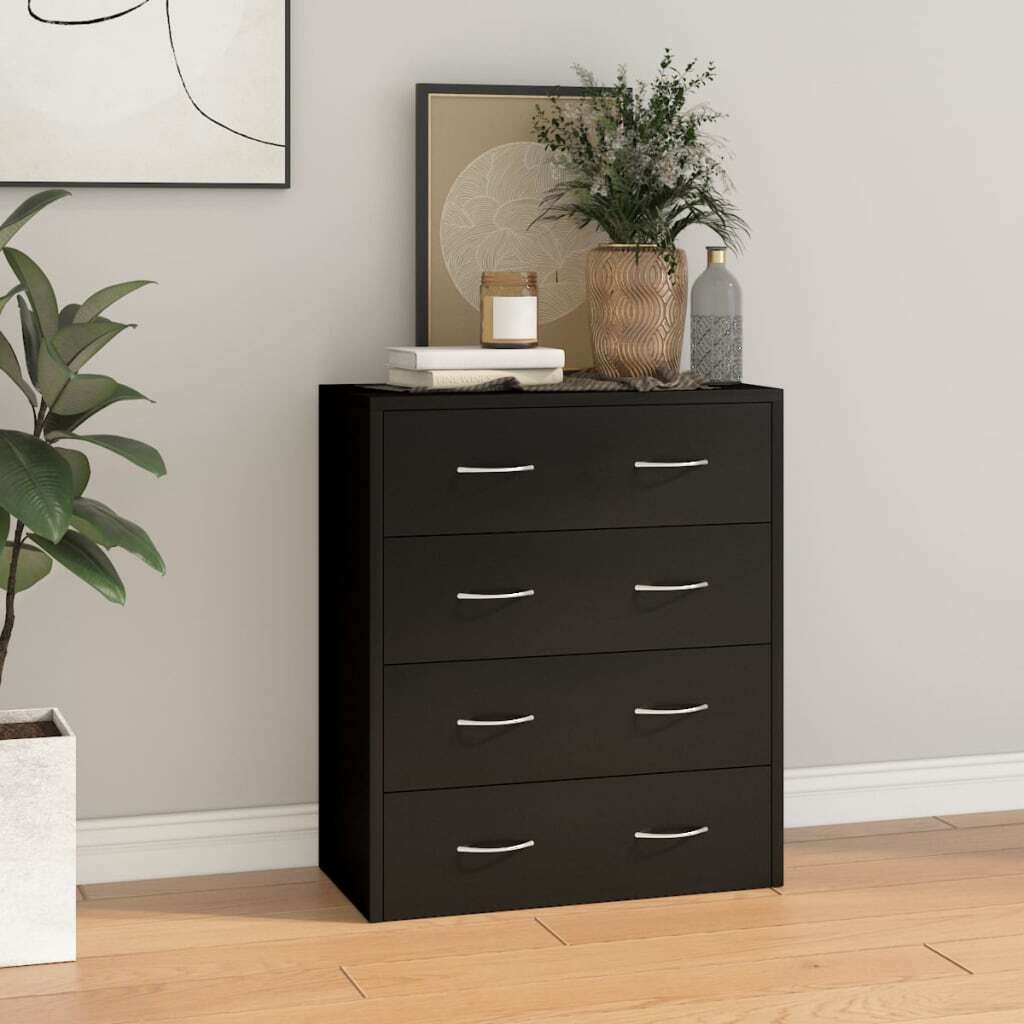 Sideboard with 4 Drawers 60x30.5x71 cm Black